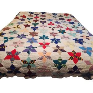 Handmade Crochet Afghan Blanket KING Granny Cottage Heirloom Farmhouse Decor